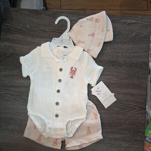 New Rachel Zoe 3pc Set with Lobster Print. 0-3M